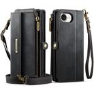 For iPhone 16e CaseMe C39 RFID Blocking Zipper Wallet Leather Phone Case with Crossbody Strap(Black) - 2