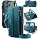 For iPhone 17 Pro Max CaseMe C39 RFID Blocking Zipper Wallet Leather Phone Case with Crossbody Strap(Green) - 1