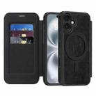 For iPhone 16 Linton MagSafe Leather Phone Case(Black) - 1