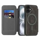 For iPhone 16 Linton MagSafe Leather Phone Case(Grey) - 1