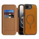 For iPhone 16e Linton MagSafe Leather Phone Case(Brown) - 1