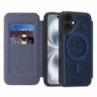 For iPhone 13 Linton MagSafe Leather Phone Case(Blue) - 1