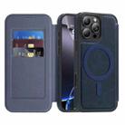 For iPhone 13 Pro Linton MagSafe Leather Phone Case(Blue) - 1