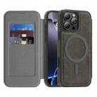 For iPhone 13 Pro Linton MagSafe Leather Phone Case(Grey) - 1