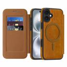 For iPhone 14 Linton MagSafe Leather Phone Case(Brown) - 1