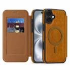 For iPhone 15 Plus Linton MagSafe Leather Phone Case(Brown) - 1
