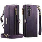 For Samsung Galaxy S25 / S24 5G CaseMe C39 RFID Blocking Zipper Wallet Leather Phone Case with Crossbody Strap(Purple) - 2