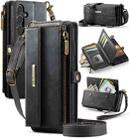 For Samsung Galaxy S25+ / S24+ 5G CaseMe C39 RFID Blocking Zipper Wallet Leather Phone Case with Crossbody Strap(Black) - 1