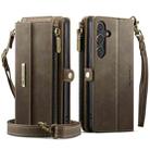 For Samsung Galaxy S25+ / S24+ 5G CaseMe C39 RFID Blocking Zipper Wallet Leather Phone Case with Crossbody Strap(Coffee) - 2