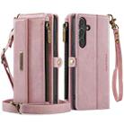 For Samsung Galaxy S25+ / S24+ 5G CaseMe C39 RFID Blocking Zipper Wallet Leather Phone Case with Crossbody Strap(Pink) - 2