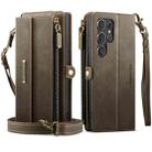 For Samsung Galaxy S25 Ultra 5G CaseMe C39 RFID Blocking Zipper Wallet Leather Phone Case with Crossbody Strap(Coffee) - 2