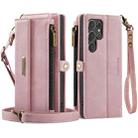 For Samsung Galaxy S24 Ultra 5G CaseMe C39 RFID Blocking Zipper Wallet Leather Phone Case with Crossbody Strap(Pink) - 2