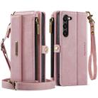 For Samsung Galaxy S23 5G CaseMe C39 RFID Blocking Zipper Wallet Leather Phone Case with Crossbody Strap(Pink) - 2