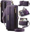 For Samsung Galaxy S23 5G CaseMe C39 RFID Blocking Zipper Wallet Leather Phone Case with Crossbody Strap(Purple) - 1