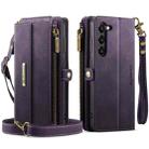 For Samsung Galaxy S23 5G CaseMe C39 RFID Blocking Zipper Wallet Leather Phone Case with Crossbody Strap(Purple) - 2