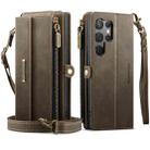 For Samsung Galaxy S23 Ultra 5G CaseMe C39 RFID Blocking Zipper Wallet Leather Phone Case with Crossbody Strap(Coffee) - 2