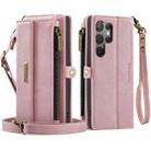 For Samsung Galaxy S23 Ultra 5G CaseMe C39 RFID Blocking Zipper Wallet Leather Phone Case with Crossbody Strap(Pink) - 2