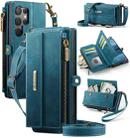 For Samsung Galaxy S23 Ultra 5G CaseMe C39 RFID Blocking Zipper Wallet Leather Phone Case with Crossbody Strap(Green) - 1