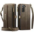 For Samsung Galaxy S22 5G CaseMe C39 RFID Blocking Zipper Wallet Leather Phone Case with Crossbody Strap(Coffee) - 2