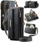 For Samsung Galaxy S22+ 5G CaseMe C39 RFID Blocking Zipper Wallet Leather Phone Case with Crossbody Strap(Black) - 1
