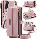 For Samsung Galaxy S22+ 5G CaseMe C39 RFID Blocking Zipper Wallet Leather Phone Case with Crossbody Strap(Pink) - 1