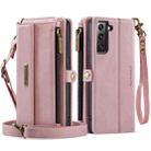 For Samsung Galaxy S22+ 5G CaseMe C39 RFID Blocking Zipper Wallet Leather Phone Case with Crossbody Strap(Pink) - 2