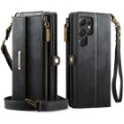 For Samsung Galaxy S22 Ultra 5G CaseMe C39 RFID Blocking Zipper Wallet Leather Phone Case with Crossbody Strap(Black) - 2