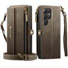 For Samsung Galaxy S22 Ultra 5G CaseMe C39 RFID Blocking Zipper Wallet Leather Phone Case with Crossbody Strap(Coffee) - 2