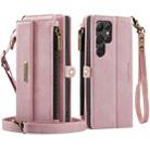 For Samsung Galaxy S22 Ultra 5G CaseMe C39 RFID Blocking Zipper Wallet Leather Phone Case with Crossbody Strap(Pink) - 2