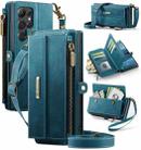 For Samsung Galaxy S22 Ultra 5G CaseMe C39 RFID Blocking Zipper Wallet Leather Phone Case with Crossbody Strap(Green) - 1