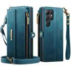 For Samsung Galaxy S22 Ultra 5G CaseMe C39 RFID Blocking Zipper Wallet Leather Phone Case with Crossbody Strap(Green) - 2
