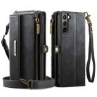For Samsung Galaxy S21 5G CaseMe C39 RFID Blocking Zipper Wallet Leather Phone Case with Crossbody Strap(Black) - 2