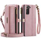 For Samsung Galaxy S21 FE 5G CaseMe C39 RFID Blocking Zipper Wallet Leather Phone Case with Crossbody Strap(Pink) - 2