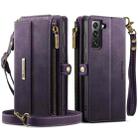 For Samsung Galaxy S21 FE 5G CaseMe C39 RFID Blocking Zipper Wallet Leather Phone Case with Crossbody Strap(Purple) - 2