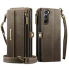 For Samsung Galaxy S21+ 5G CaseMe C39 RFID Blocking Zipper Wallet Leather Phone Case with Crossbody Strap(Coffee) - 2