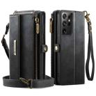 For Samsung Galaxy S21 Ultra 5G CaseMe C39 RFID Blocking Zipper Wallet Leather Phone Case with Crossbody Strap(Black) - 2