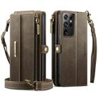 For Samsung Galaxy S21 Ultra 5G CaseMe C39 RFID Blocking Zipper Wallet Leather Phone Case with Crossbody Strap(Coffee) - 2