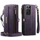For Samsung Galaxy S21 Ultra 5G CaseMe C39 RFID Blocking Zipper Wallet Leather Phone Case with Crossbody Strap(Purple) - 2