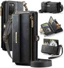 For Samsung Galaxy S20 5G CaseMe C39 RFID Blocking Zipper Wallet Leather Phone Case with Crossbody Strap(Black) - 1