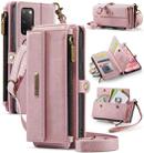 For Samsung Galaxy S20 5G CaseMe C39 RFID Blocking Zipper Wallet Leather Phone Case with Crossbody Strap(Pink) - 1
