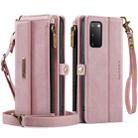 For Samsung Galaxy S20 5G CaseMe C39 RFID Blocking Zipper Wallet Leather Phone Case with Crossbody Strap(Pink) - 2