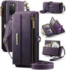 For Samsung Galaxy S20 5G CaseMe C39 RFID Blocking Zipper Wallet Leather Phone Case with Crossbody Strap(Purple) - 1