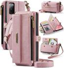 For Samsung Galaxy S20 FE 5G CaseMe C39 RFID Blocking Zipper Wallet Leather Phone Case with Crossbody Strap(Pink) - 1