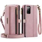 For Samsung Galaxy S20 FE 5G CaseMe C39 RFID Blocking Zipper Wallet Leather Phone Case with Crossbody Strap(Pink) - 2