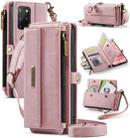 For Samsung Galaxy S20+ 5G CaseMe C39 RFID Blocking Zipper Wallet Leather Phone Case with Crossbody Strap(Pink) - 1