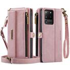 For Samsung Galaxy S20 Ultra 5G CaseMe C39 RFID Blocking Zipper Wallet Leather Phone Case with Crossbody Strap(Pink) - 2