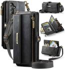 For Samsung Galaxy A13 CaseMe C39 RFID Blocking Zipper Wallet Leather Phone Case with Crossbody Strap(Black) - 1