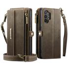 For Samsung Galaxy A13 CaseMe C39 RFID Blocking Zipper Wallet Leather Phone Case with Crossbody Strap(Coffee) - 2