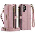 For Samsung Galaxy A13 CaseMe C39 RFID Blocking Zipper Wallet Leather Phone Case with Crossbody Strap(Pink) - 2