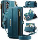 For Samsung Galaxy A13 CaseMe C39 RFID Blocking Zipper Wallet Leather Phone Case with Crossbody Strap(Green) - 1